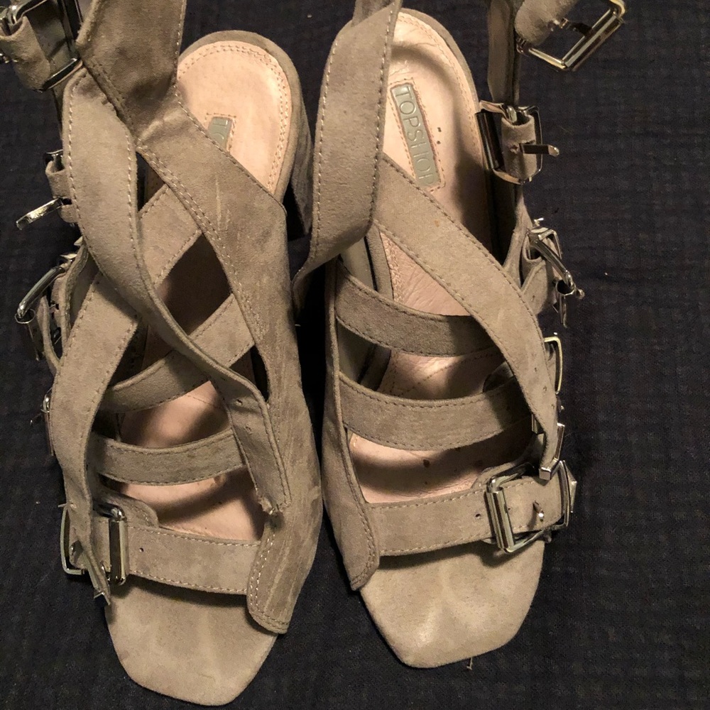 Topshop grey heeled sandals